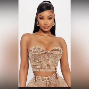 Fashion Nova Strapless Tan Crop Top